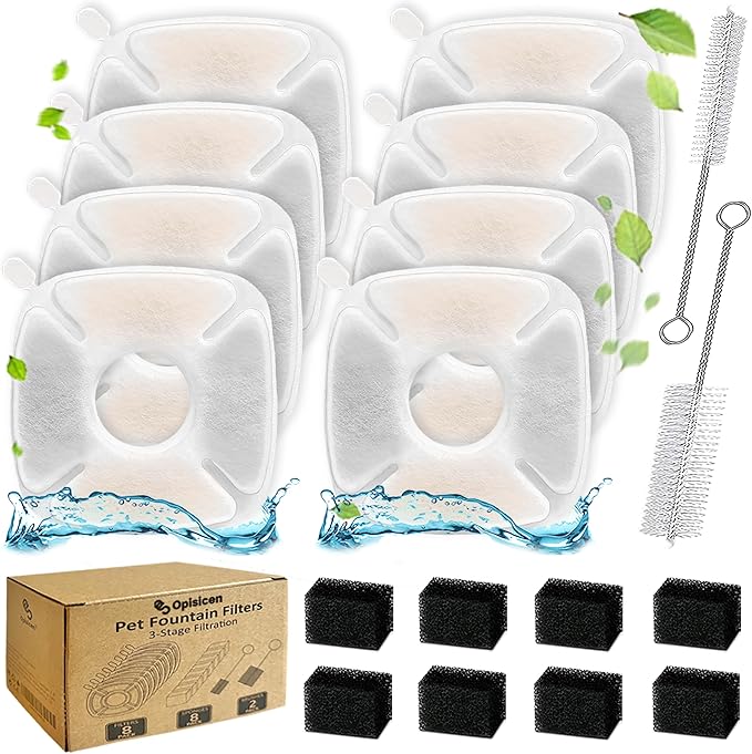 18 Pcs Cat Fountain Filters Replacement Compatible with VEKEN 95oz/2.8L, 67oz/2L, 135oz/4L Pet Fountain