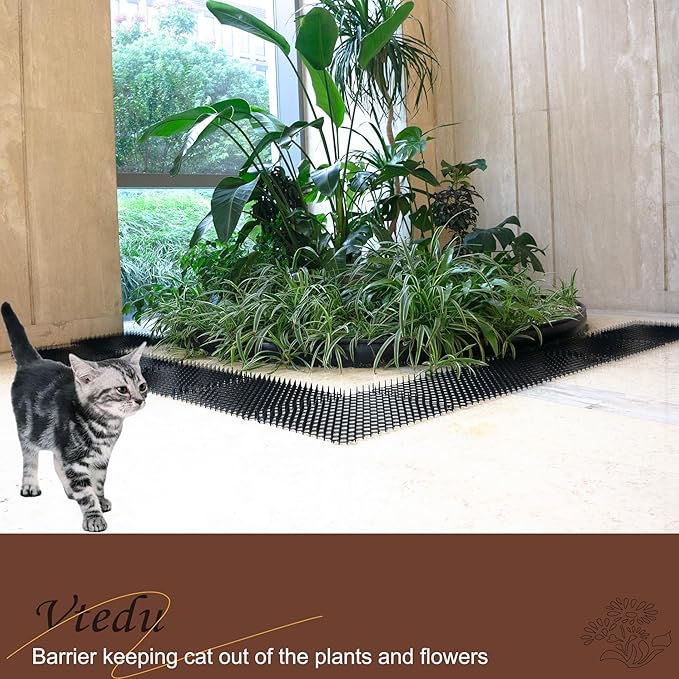 Cat Deterrent Mat 10 pcs Set, Plastic Grid Design Cat Repellent Mat 10 pcs Luxury Color Box Packaged, Anti Cat Mat, Anti Dog Scratch Mat with 1" Spike 13ft Coverage Cat Barrier