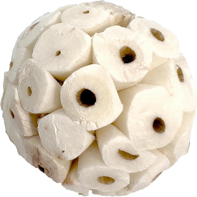 5122 Mini Sola Balls Pk6 - Small Size Natural Chewable Foot Toys, Air Dried Lightweight Foraging Sola Wood Balls, Easy to Shred and Chew, Excellent for Small Pets Budgie Cockatiel Lovebird Parrotlet