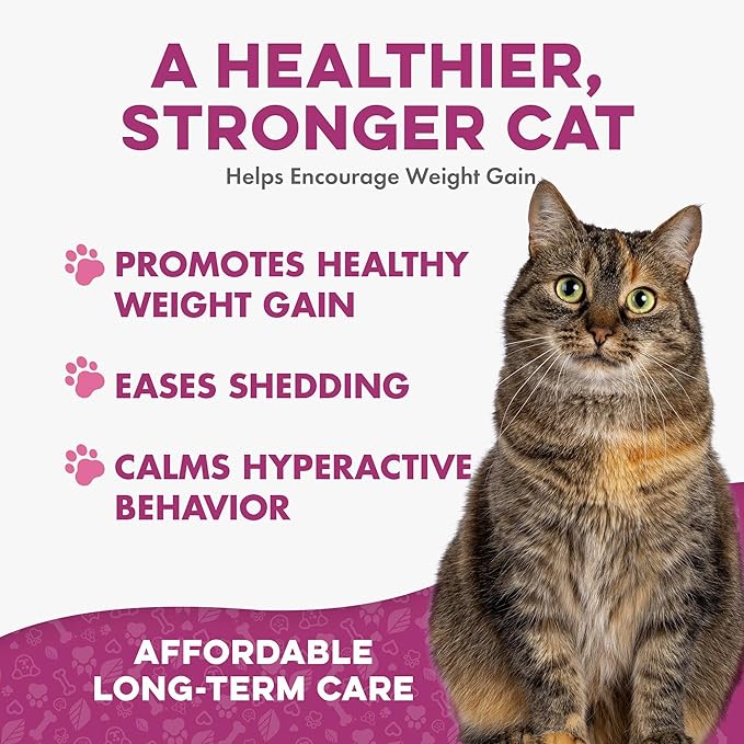 Cat Weight Gainer & Thyroid Support – Natural Appetite Stimulant for Cats, Underweight Kittens or Senior Cats Showing Restlessness and Poor Coat – 400 Odorless Pills Help Improve Daily Eating