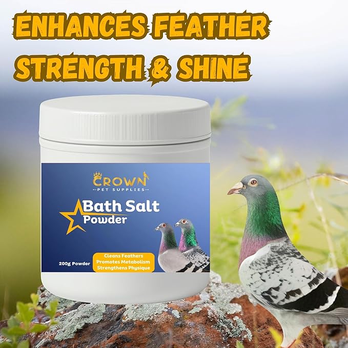 Pigeon Bath Salt – Natural Sea Salt with Vitamin B & Herbal Extracts – Cleans Feathers, Enhances Shine & Promotes Relaxation for All Breeds of Pigeons 200 Grams