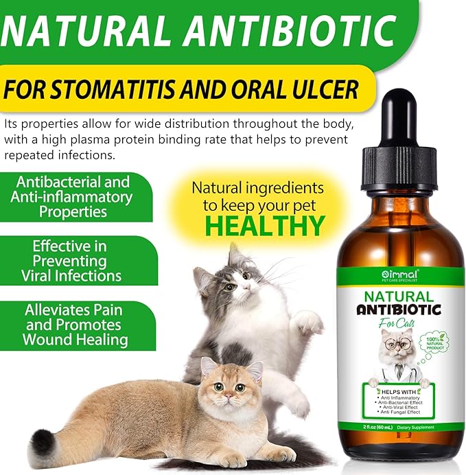 Antibiotics for Cats, Natural Antibiotic Pet Supplements Supports Immune & Cats Allergy Relief, Cat Multivitamin UTI Drops for All Ages & Breeds of Cat, Chicken Flavour - 2 Fl Oz / 1 Pack
