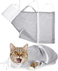 Cat Shower Net Bag Grooming Bathing Adjustable Washing Bag Multifunctional Cat Restraint Accessories Prevent Biting Scratching, Nail Trimming, Ears Clean, Keeping Calm(Grey)