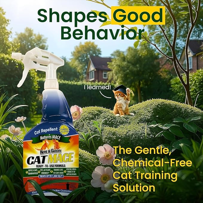 Nature's Mace Cat Repellent - 40 oz Ready-to-Use Deterrent Spray & 2.5 lb Granular Formula - Keeps Cats Away from Yards, Gardens, Plants, Homes - Indoor & Outdoor Spaces - Scratching, Marking, Digging