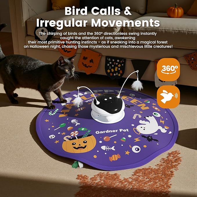 Gardner Pet Cat Laser Toys,USB Chargeable 5 in1 Hide and Seek Automatic Interactive Toy,Moving LED Red Dot&Ambush Feather Play,Track Balls,Kitten Exercise Toy for Indoor Cats 24 Inch Cover,Purple