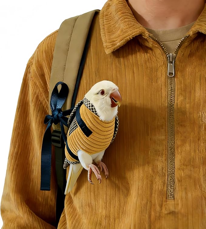 DRESSO Portable Bird Traval Carrier Bag, Escape Resistant Outdoor Harness Vest for Small Medium Parrots, Cockatiel, Budgie, Random Color(Small)