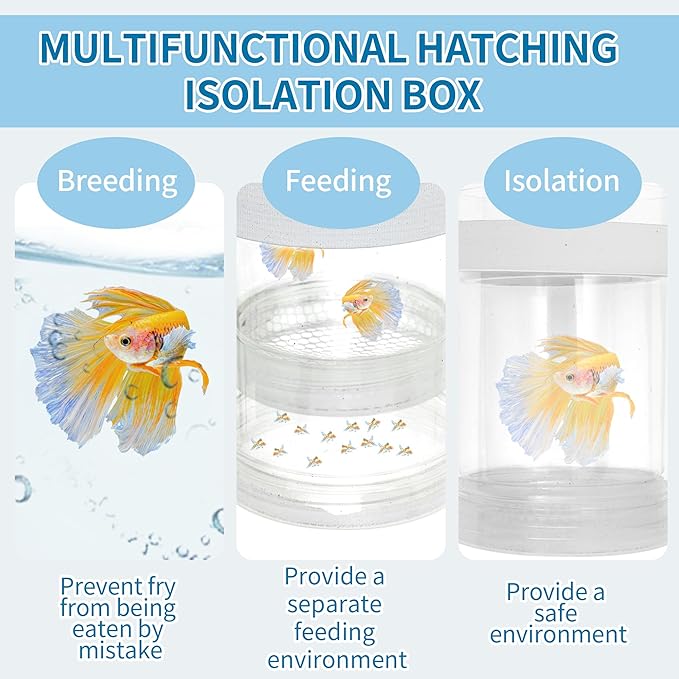 Suspensions Breeder Box, Floating Mesh Isolation Fish Tank Separator Set, Ideal for Aquatic Pets, Large, White, 1 Set