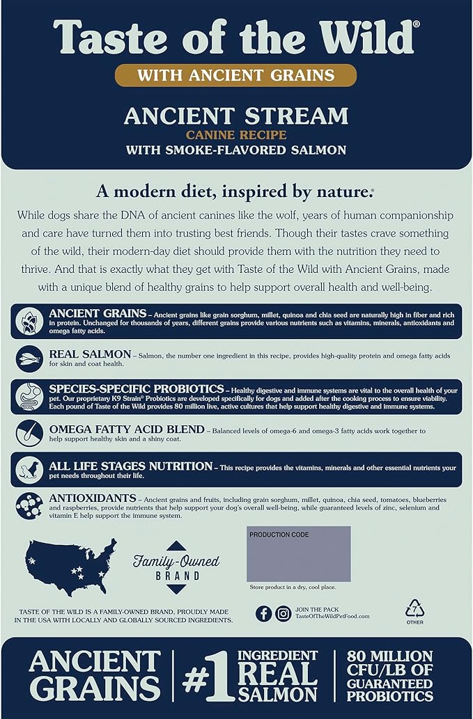 Taste Of The Wild Ancient Stream Canine Recipe With Smoke-Flavored Salmon And Ancient Grains 5lb