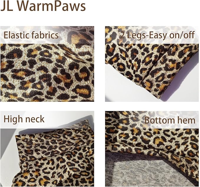 Sphynx Cat Clothes Leopard Hairless Cat Cloth Sweater Shirt Soft Warm Long Sleeves Pullover Pet Clothes Pajamas Dog Cloth for Small Dogs Jumpsuit Pet Sweaters (Leopard, X-Large)