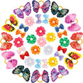 Janinka 36 Pieces Dog Hair Bows with Rubber Bands Easter Butterfly Bows for Small Size Dog Girl Flower Pearls Elastic Hair Ties Bands for Pets Puppy Cats Grooming Accessories(Fresh Color)