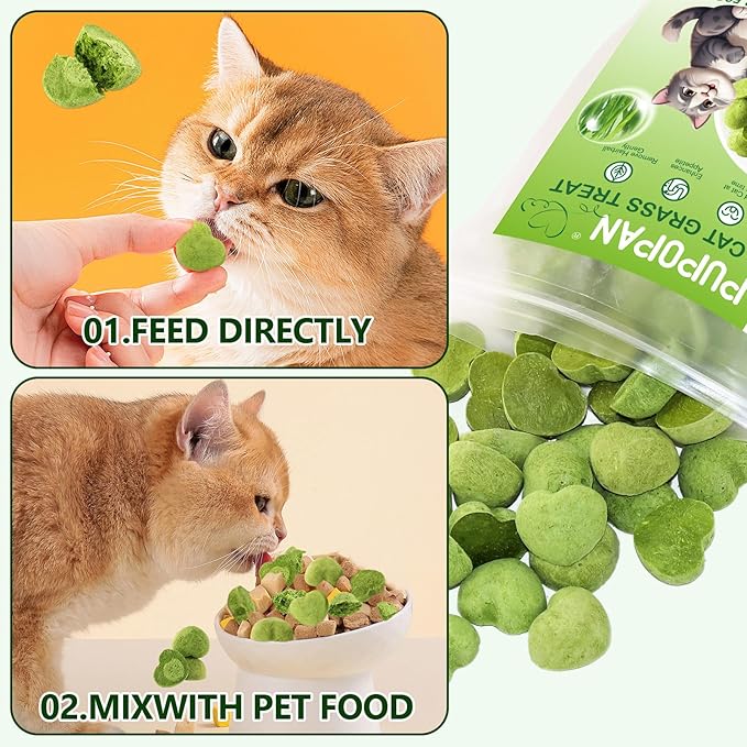 Cat Grass Teething Sticks, 3.52oz Edible Freezed Drying Cat Grass Treats, Cats Snacks for Hairball Removal and Dental Care M