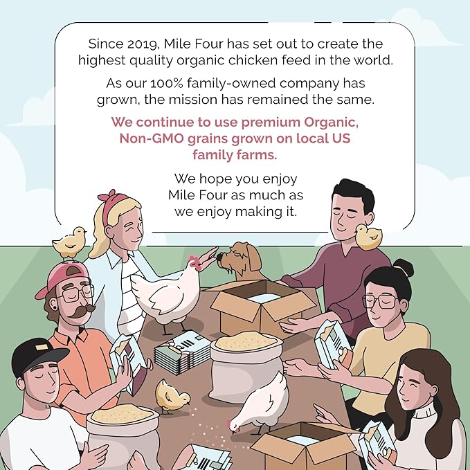 Mile Four Organic Chicken Feed – Starter Chick Mash, Non-GMO, USA Grown, 21% Protein, Corn-Free, Soy-Free, Non-Medicated Chick Feed, 2 lb Sample