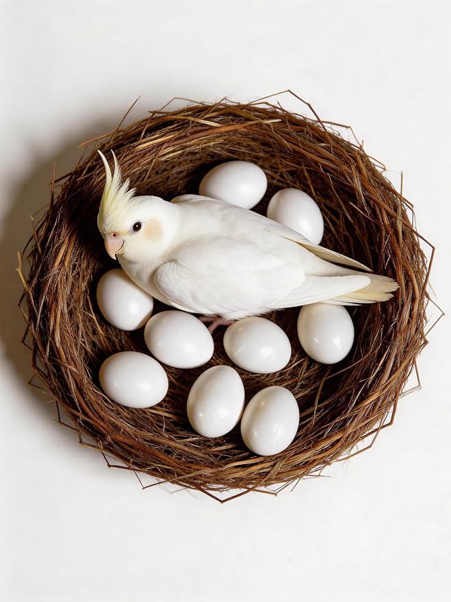 Azatemgo 10 Pack Small Plastic Parrot Eggs - 1.03 Inch Fake Bird Eggs for Training, Nesting Box & Stopping Egg Laying for Lovebirds, Cockatiels, Parakeets, Finches