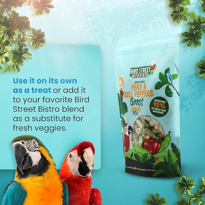 Bird Treats - Parrot Treats - Cockatiel Food - Parakeet Treats - Budgie Bird Food - Cockatiel Treats - Sun Conure Food - Cockatiel Bird Food - Parakeet Bird Food - (Peas & Bell Peppers)