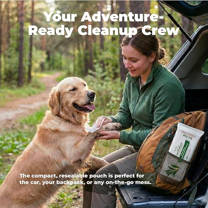 Best Pet Supplies 8" x 9" Large Dog Wipes - Cleaning and Deodorizing for Paws and Coat - Gentle Formula with Tea Tree Vitamin E for Puppies and Cats - 100 Count