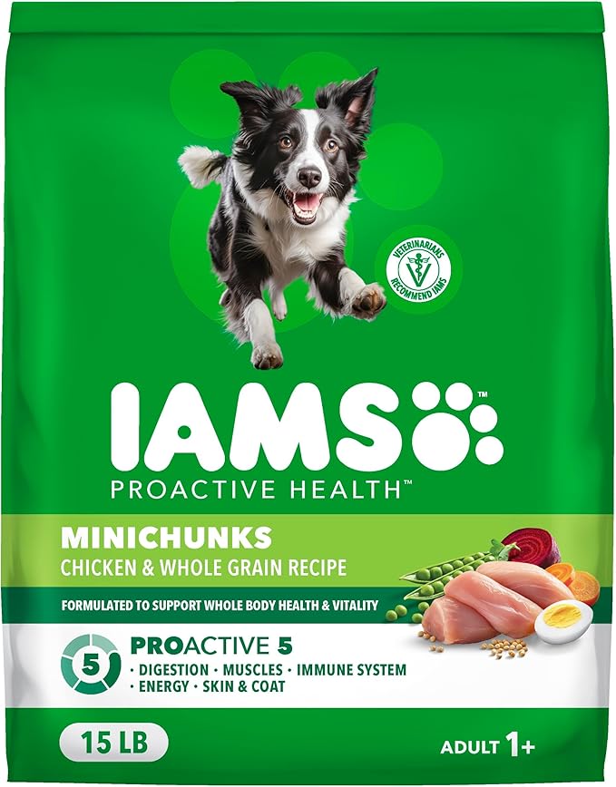 IAMS Proactive Health Adult Minichunks Dry Dog Food Chicken & Whole Grain Recipe, 15 lb. Bag