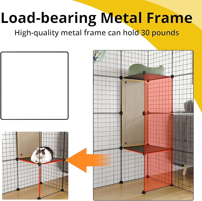 Oneluck 4-Tier Large Cat Cage Enclosure Indoor DIY Playpen Detachable Metal Wire Kennels Crate 2x3x4 Large Exercise Place Ideal for 1-3 Cats