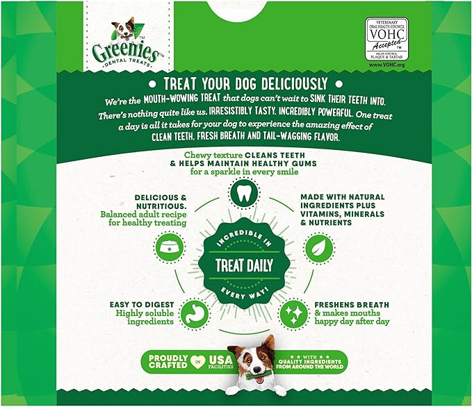 Greenies Veterinarian-Recommended Adult Natural Dental Dog Treats Large Size, Dog Dental Chews, Original Flavor, 54 oz. Pack, 34 Count