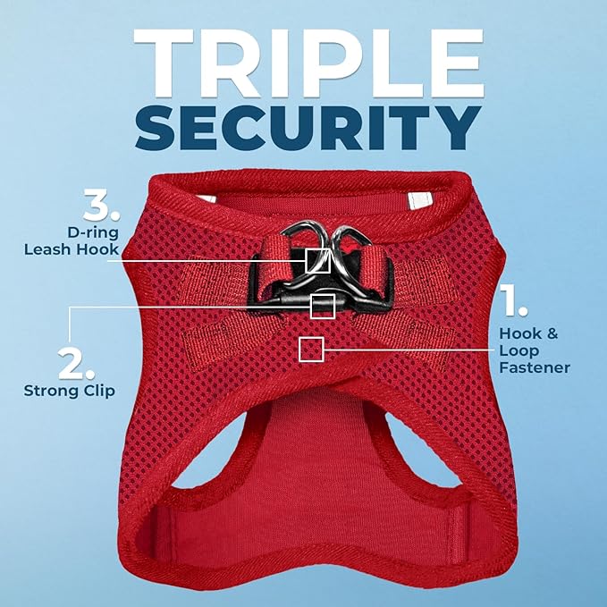 Best Pet Supplies Voyager Step-in Air Harness - All Weather Mesh, Reflective, No Pull Harness for Dogs, Cats - Secure with Hook & Loop Fastener, Buckle, Double D-Rings - Red, S