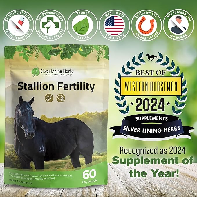 Silver Lining Herbs Stallion Fertility Supplements a Natural Libido & Energy Horse Supplement for Male Horses Help Keeps Stallions in Top Breeding Condition - Equine Herbal Horse Supplements - 1 lb