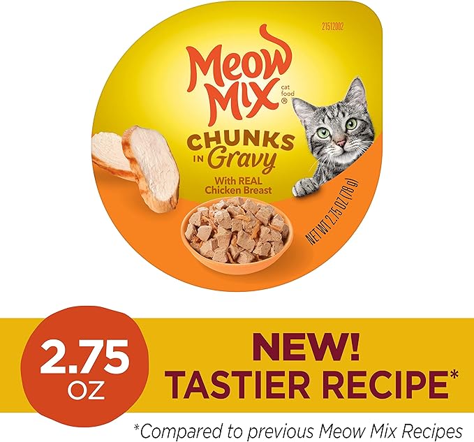 Meow Mix Chunks in Gravy Wet Cat Food, Chicken Breast, 2.75 Ounce (Pack of 12)