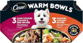 Cesar Warm Bowls Wet Dog Food Variety Pack: Chicken & Beef; and Chicken Entrees, Wet Food for Dogs, 2.7 oz Bowls, 6 Count (Pack of 2)
