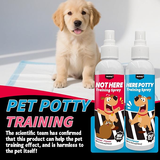 Dog Pee Spray Set, Includes Here Potty & Not Here Training Spray, Potty Training Spray for Dogs, Helps Dogs Develop Proper Potty Habitss (5.75 fl oz Each)