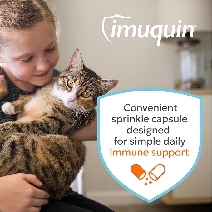 Nutramax Imuquin Health Supplement Powder for Cats, with Beta Glucans, with Astaxanthin, 30 Sprinkle Capsules
