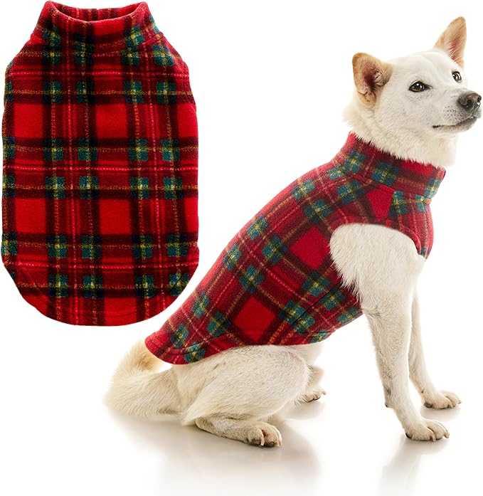 Gooby - Stretch Fleece Vest, Pullover Fleece Vest Jacket Sweater for Dogs, Plaid Red, 2X-Large
