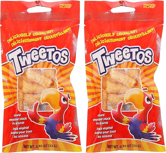 Penn-Plax Tweet Eats: Tweetos â€“ Natural Vegetable Pet Treat for All Birds â€“ Fun Way to Hand Feed â€“ 1 Bag (Pack of 2)