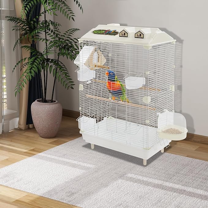 30.31 inch Flight Bird Cage Portable Small Bird Carrier Travel Bird Cage for Conure Sun Parakeet Green Cheek Conure Lovebird Budgie Finch Canary Travel Birdcage with Handle and Perches