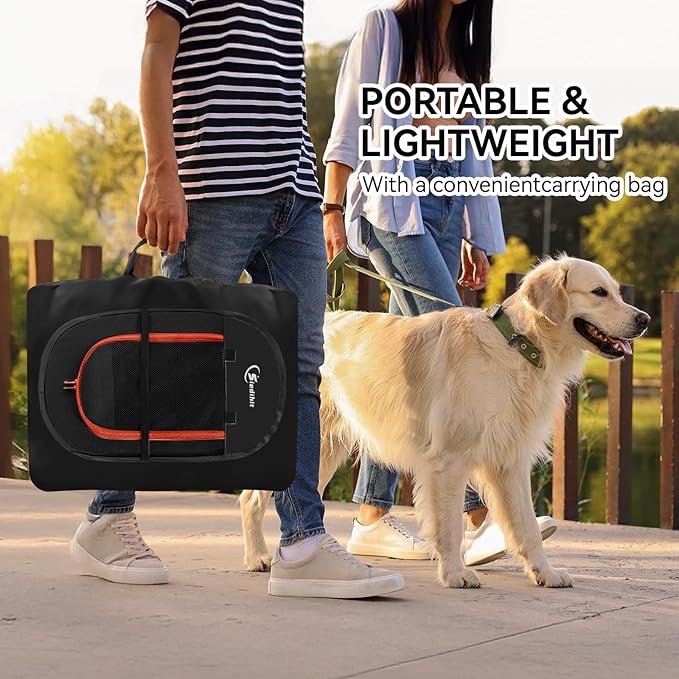 Dog Playpen, Large Puppy Pet Playpen, Dog Crate Tent Cage Indoor/Outdoor, Portable Pop Up Dogs Kennel Playpen with Carrying Case for Dogs/Cats/Rabbitss, Black