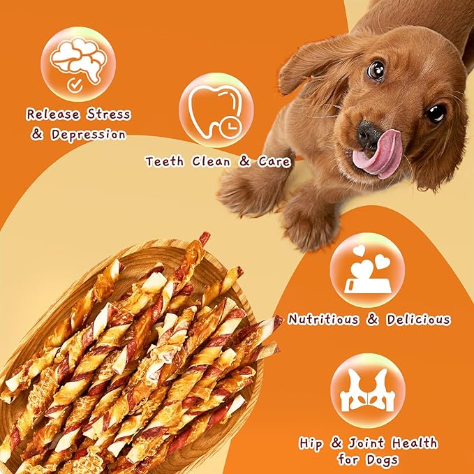 Jungle Calling Dog Treats, Chicken Wrapped Rawhide Chew Sticks - High Protein, Low Fat Dental Chews for Teeth Cleaning & Training Rewards, 10.6oz (Pack of 2)