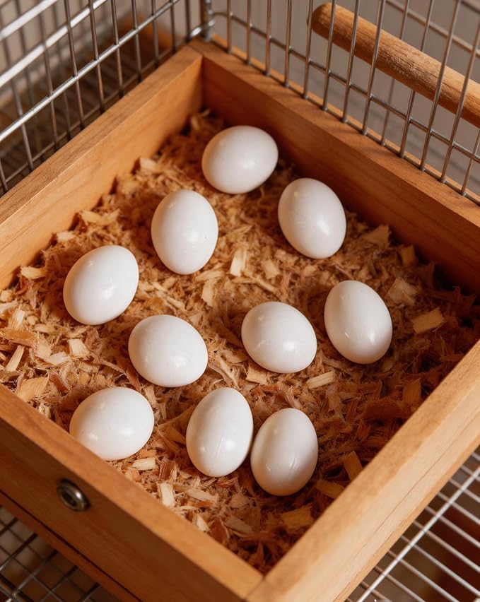 Azatemgo 10 Pack Small Plastic Parrot Eggs - 1.03 Inch Fake Bird Eggs for Training, Nesting Box & Stopping Egg Laying for Lovebirds, Cockatiels, Parakeets, Finches