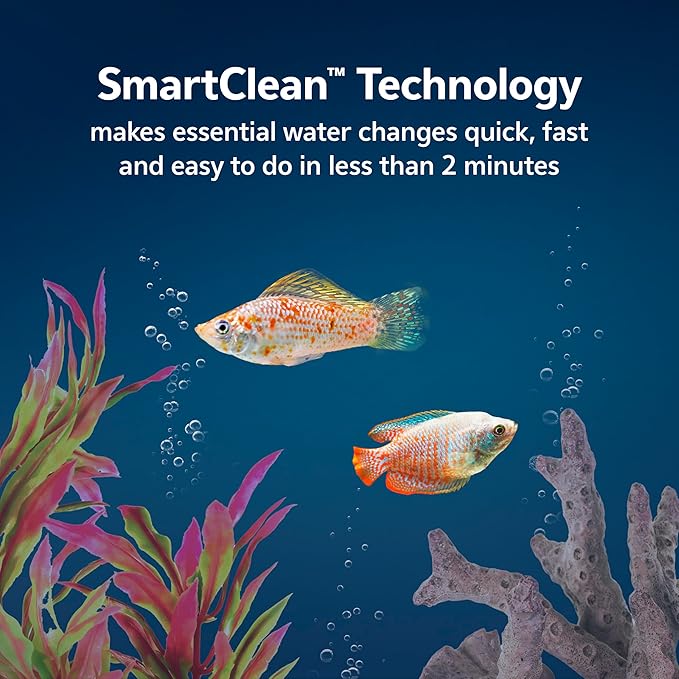 Aqueon LED MiniBow Small Aquarium Fish Tank Kit with SmartClean Technology, Black, 5 Gallon