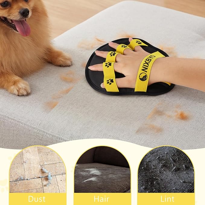 Pet Hair Removal Glove, Cat & Dog Hair Remover Magic Brush, Dog Grooming Gloves with Paw 5-Finger Design, Pet Hair Removal Tool for Car, Couch, Carpet, Furniture, Clothing
