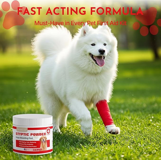 Styptic Powder for Dogs–Quick Stop Bleeding for Dogs Nails, Minor Cuts, Scratches–Blood Stop Powder with Herbal Support,Gentle & Sting-Free–5.3 oz Styptic Powder for Grooming,Vets,Pet First Aid Kits