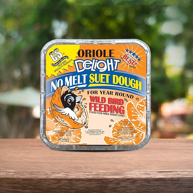 C&S Oriole Delight No Melt Suet Dough, Suet Cakes for Wild Birds, 11.75 Ounces, Pack of 8