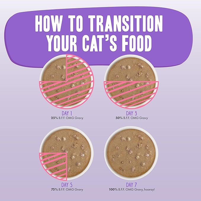 Weruva B.F.F. OMG - Best Feline Friend Oh My Gravy!, Tuna & Turkey Tickles with Tuna & Turkey in Gravy Cat Food, 3oz Pouch (Pack of 12)