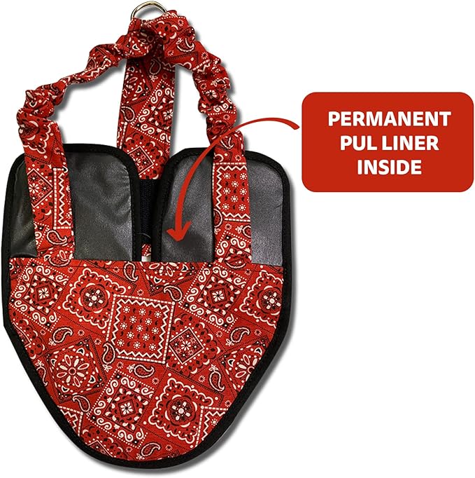 Hen Holster Bird Diaper, Wrap Around - for Hens, Roosters, Ducks, Leak-Proof Design, Comfortable Fleece Strap Bird Harness with Sewn-in Liner, Secure Hook & Loop Closure - Large, Red Bandana