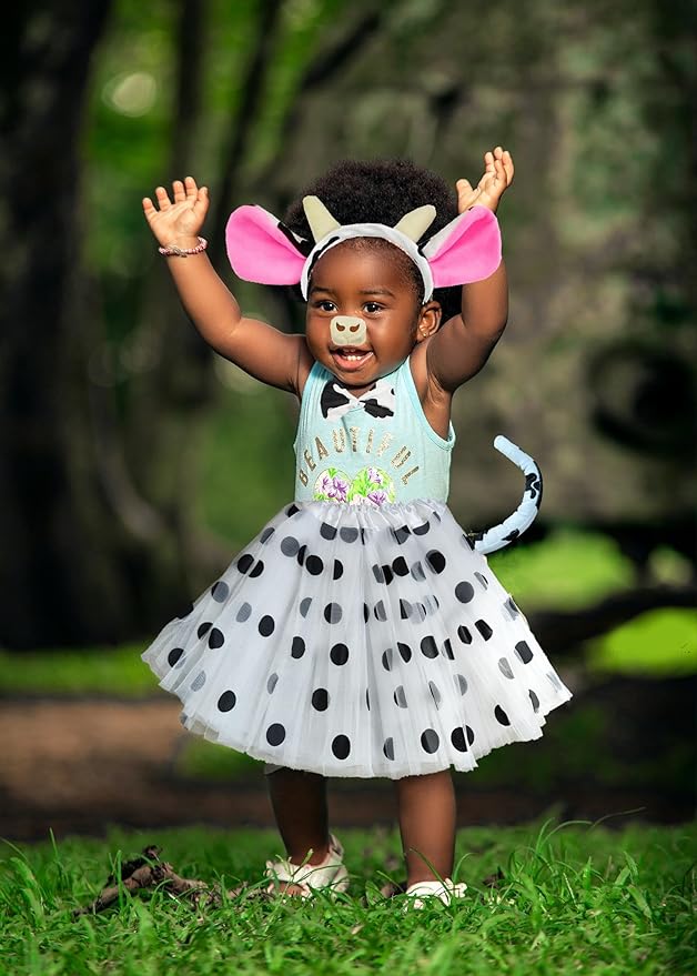 Halloween Animals Cosplay Costume Set - Tutu Skirt Animals Headband Bowtie and Tail Costume Accessories