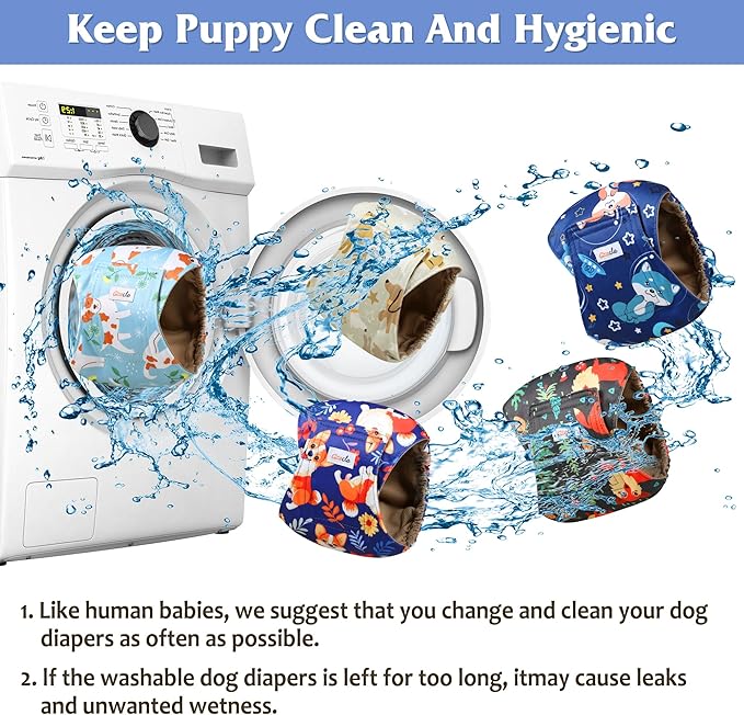 5 Pack Dog Diapers Male Reusable, Premium Belly Bands for Male Dogs, High Absorbing Dog Pee Wraps for Doggie in Incontinence or Excitable Urination and Training Flower L