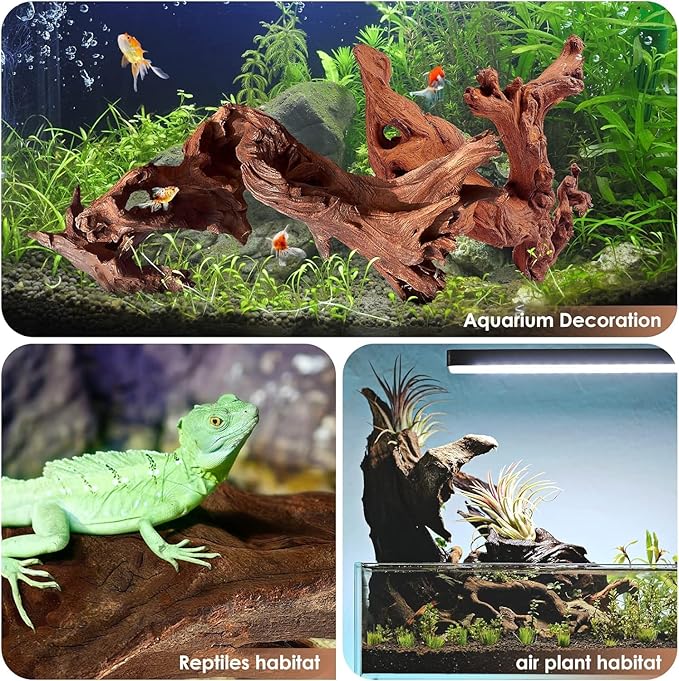 Jorewood Natural Small Aquarium Driftwood for Fish Tanks & Reptile Terrariums – 100% Safe Fish Tank Decorations, Unique Twisted Branches 5-Piece 4-8 Inch Low Tannin, Easy to Sink