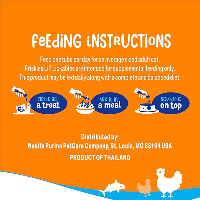Purina Friskies Lil’ Lickables with Chicken, with Tuna or with Ocean Whitefish Variety Pack Lickable Cat Treats  - 10 oz. (Pack of 20)