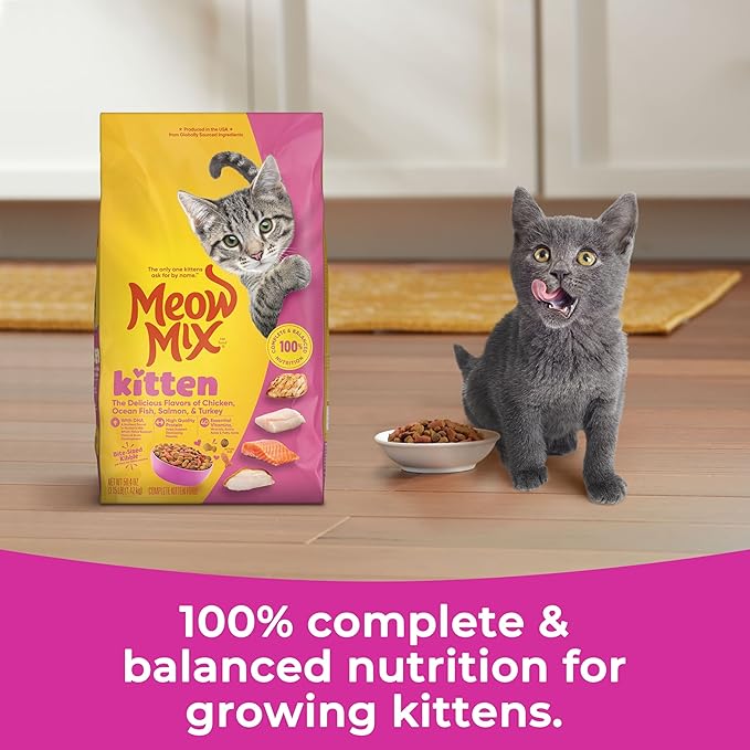 Meow Mix Kitten Li'L Nibbles Dry Cat Food,3.15 Pound Bag,(Pack of 8)