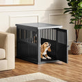 Fancyango Dog Crate Furniture End Table - Decorative Corner Dog House Table for Small to Medium Dogs, Indoor Plastic Dog Crate with Lockable Latch (Classic Black, 29.5" L x 21" W x 25.2" H)