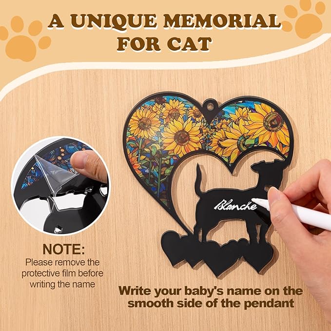 Dog Memorial Hanging, Lost Dog Sympathy Gift, Pet Loss Plastic Suncatcher, Memory Ornaments Gift for Dog Lovers (Flower Dog)