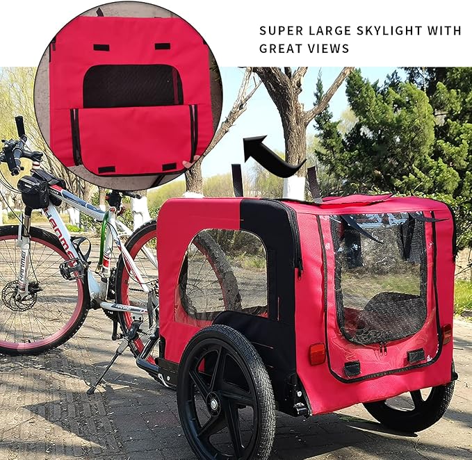 2-in-1 Dog Bike Trailer & Pet Carrier with Quick-Release Wheels, Foldable Steel Frame & Non-Slip Floor, 88 lbs Capacity for Medium/Small Dogs, Compatible with 20"-29" Bicycles