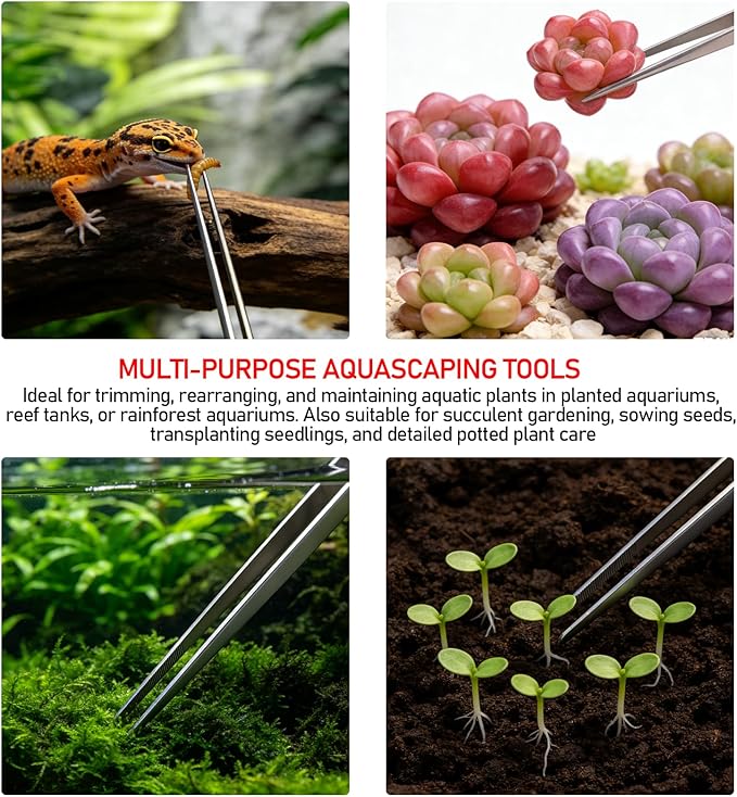 18.9 inch Aquarium Tweezers, Extra Long Feeding Tongs, Stainless Steel Aquascaling Tools for Fish Aquariums, Terrariums, Reptile Snake Feeding and Care(2 Pcs)