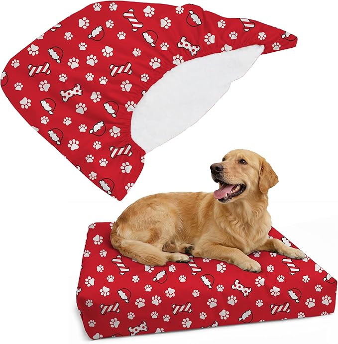 DUKE&LEFTY PetBed Slipcover-USA Company-Stretch Soft Petbed Cover-Universal-Easy to Remove (Zipper Free)-Christmas/Large